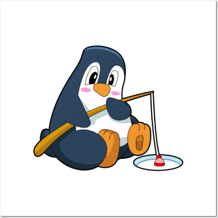 Penguin Fisher Fishing rod Posters and Art